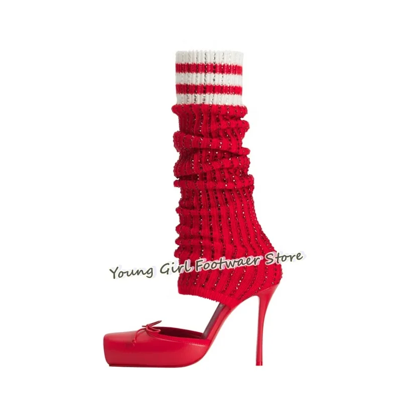 Knee High Sock Women - أحذية نسائية فاخرة بكعب عالٍ، أحذية