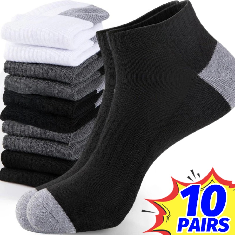 Ankle Sock Low Cut - 1-10Pairs تنفس الرجال الصيف الجوارب خفيفة