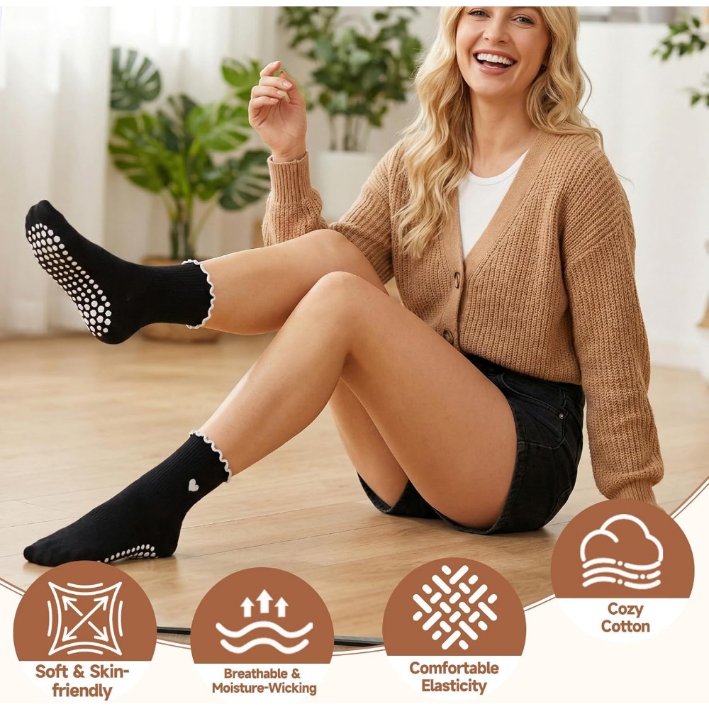 جوارب يوجا أنيقة للنساء مع قبض - مراجعة Grip Sock Yoga وسعره