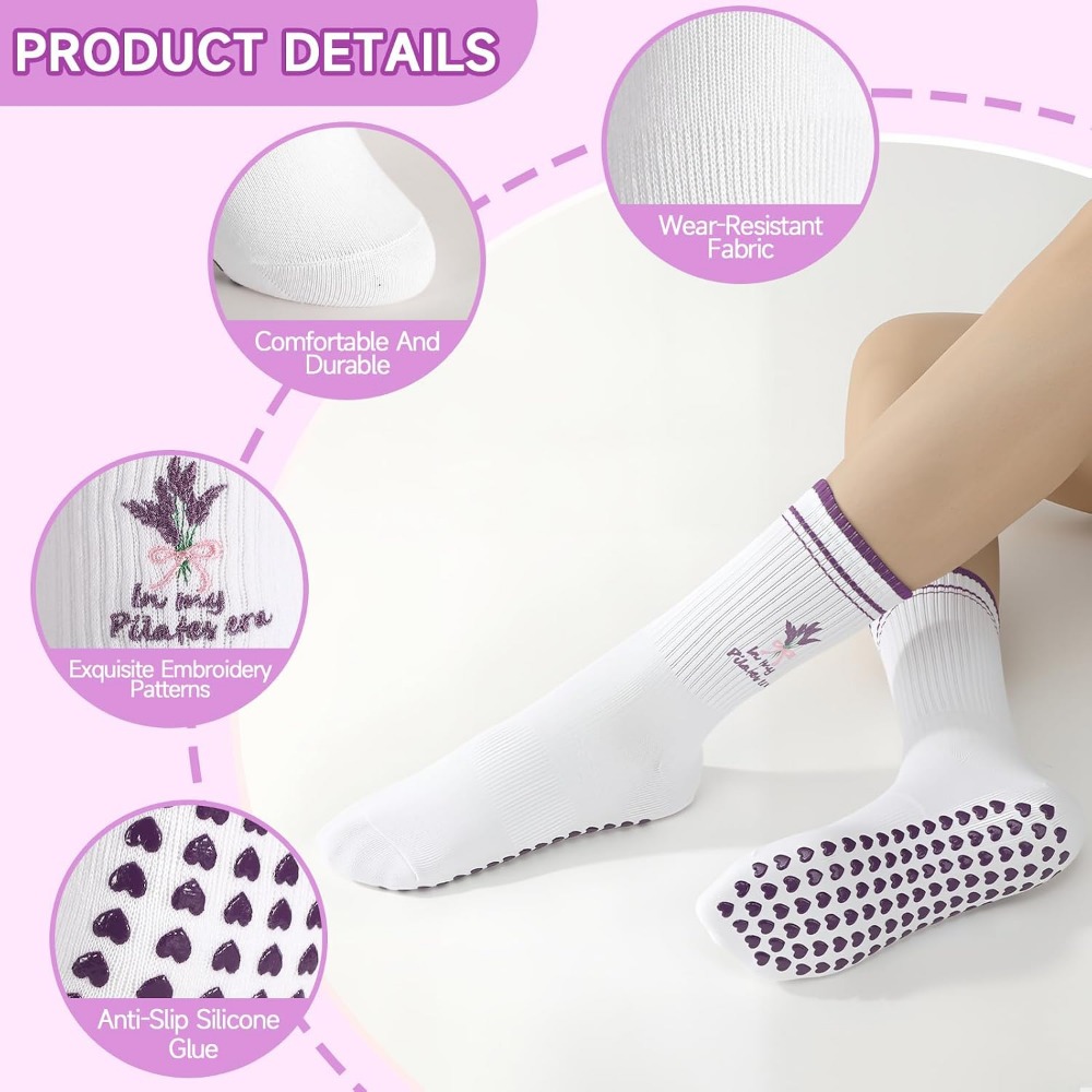 جوارب يوجا نسائية لطيفة مزينة  - مراجعة Grip Sock Yoga وسعره